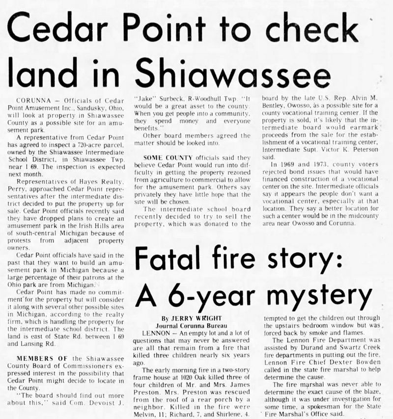 Cedar Point II, Irish Hills Amusement Park, Kingdom of Adventure, Little Michigan - Shiawassee Twp May 1975